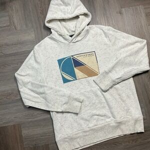 Scotch And Soda Hoodie Mens XL Ivory Gray Graphic Pullover‎ Streetwear Retro Y2K
